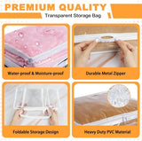 6 Pcs Clear Zippered Storage Bags,Tutuviw Clothes Bag Organizer with Zipper,Plastic Sheet Organizer and Storage for Sweater Blankets Sheet Linen Quilt Bed Pillow Cube Organizer(15x11x4in)