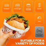 Tutuviw 50 Pcs Sandwich Wrap Paper Insulation Paper Aluminum Foil Sheets for Burgers Wrapping Pre-Cut Foil Paper Heavy Duty BBQ Burrito Wrapping Paper Foil Sheets & Tin Paper (12x12in)