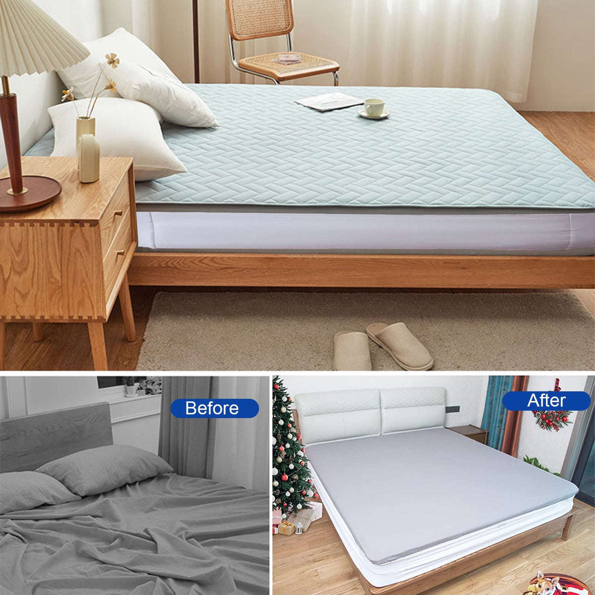 harmtty Bed Sheet Holder Elastic Non-slip Time Saving Fully-encased Design Sheet Fixing 360 Degree Surround Sheet Fastening Cover for Bedroom White