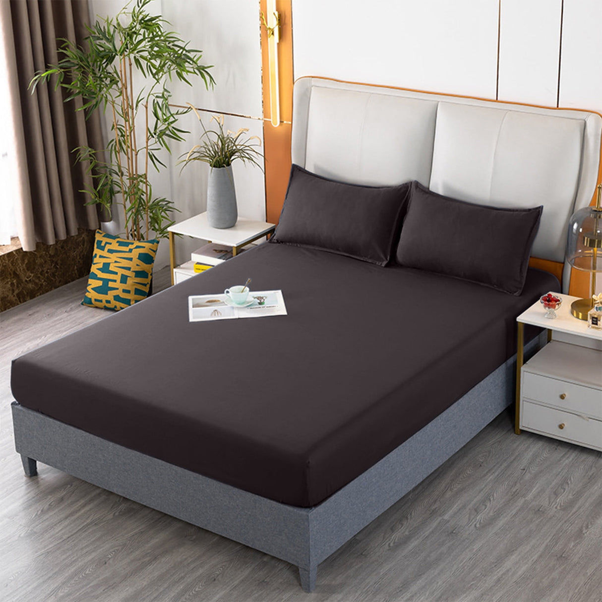 \u200b\u200bNon-Sliping Bedding Twin Fitted Sheet,Soft Elastic Fiber Bed Sheets With Deep Pocket,Machines Washable,Shrinkage And Fade Resistants 140x200x30cm Gray