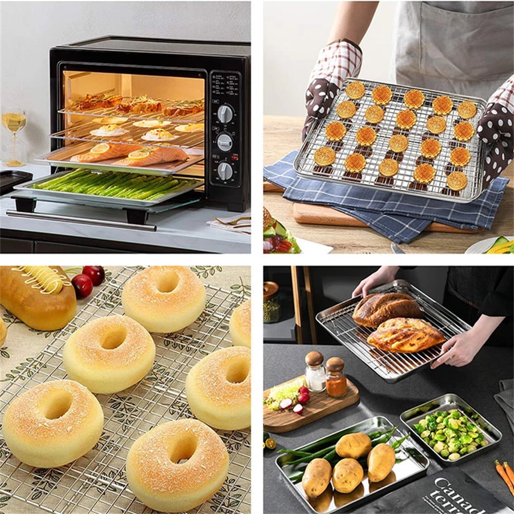 Baking Sheet With Cooling Rack, Half Sheet Pan With Wire Rack Set, Oven Baking Tray and Rack Set,15.75x11.8inch,Non Toxic & Easy Clean,Heavy Duty 12"