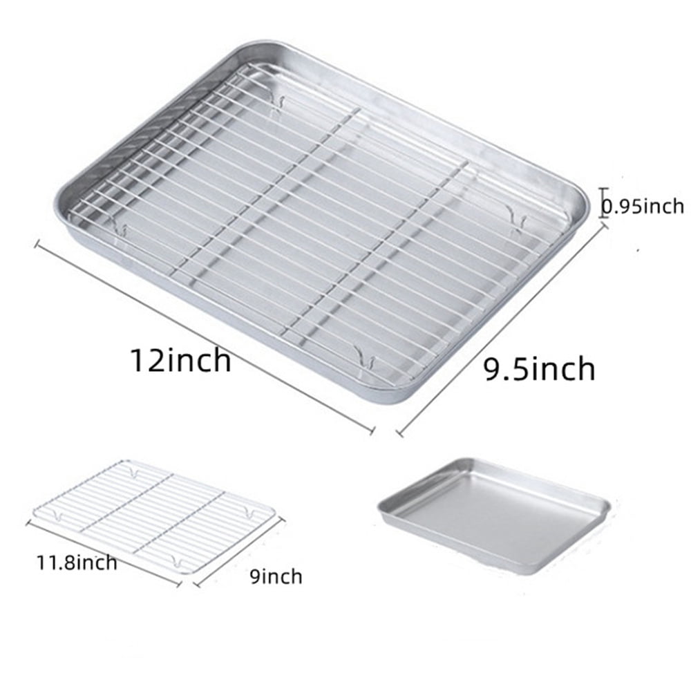 Baking Sheet With Cooling Rack, Half Sheet Pan With Wire Rack Set, Oven Baking Tray and Rack Set,15.75x11.8inch,Non Toxic & Easy Clean,Heavy Duty 12"