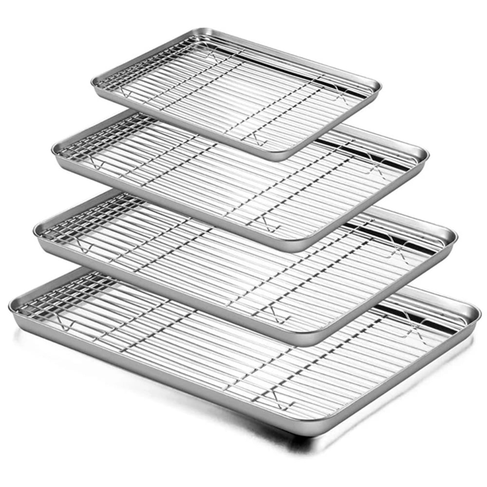 Baking Sheet With Cooling Rack, Half Sheet Pan With Wire Rack Set, Oven Baking Tray and Rack Set,15.75x11.8inch,Non Toxic & Easy Clean,Heavy Duty 12"