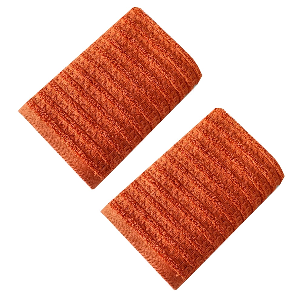 100% Cotton Soft and Absorbent Hand Towel-Waffle Hand Towels for Bathroom-Set of 2 Quick Drying Towels Warm orange