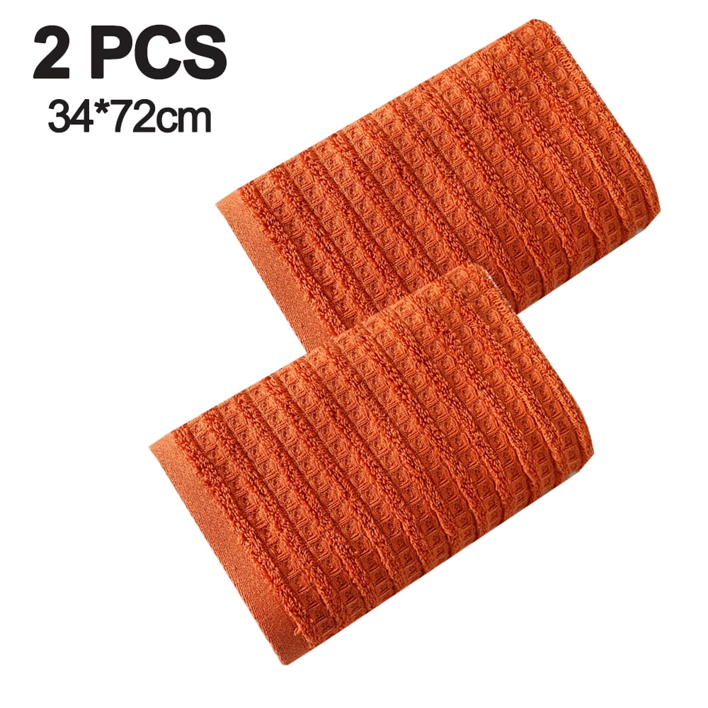 100% Cotton Soft and Absorbent Hand Towel-Waffle Hand Towels for Bathroom-Set of 2 Quick Drying Towels Warm orange