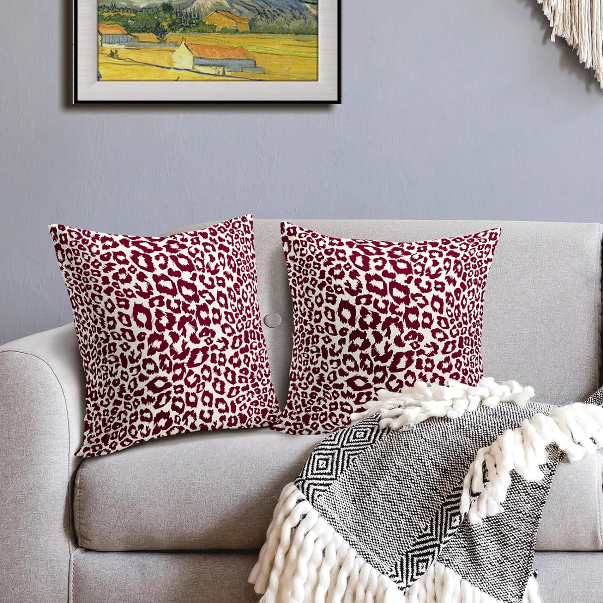 Lime Green White Leopard Print Pillow Covers 18x18 Inch Set of 2 Cheetah Animal Spots Decorative Throw Pillows For Couch Farmhouse Chinoiserie Pillow Cases Home Decor For Room Sofa Bed Porch Outdoor 16" x 16" Aqua Leopard