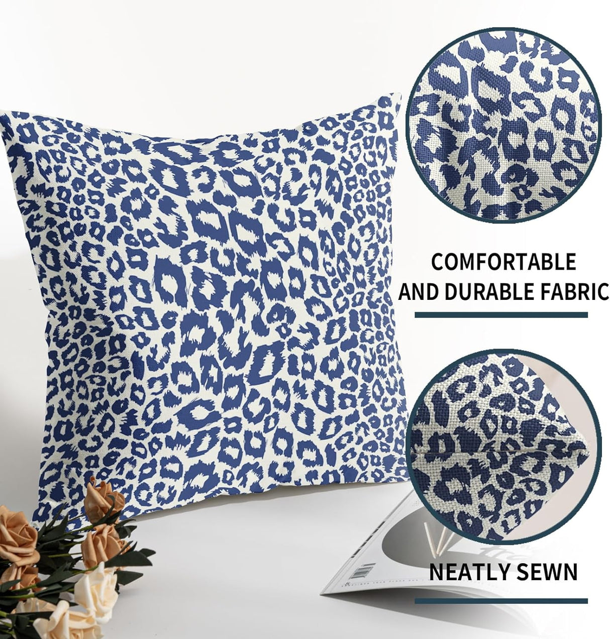 Lime Green White Leopard Print Pillow Covers 18x18 Inch Set of 2 Cheetah Animal Spots Decorative Throw Pillows For Couch Farmhouse Chinoiserie Pillow Cases Home Decor For Room Sofa Bed Porch Outdoor 18" x 18" Gray Leopard