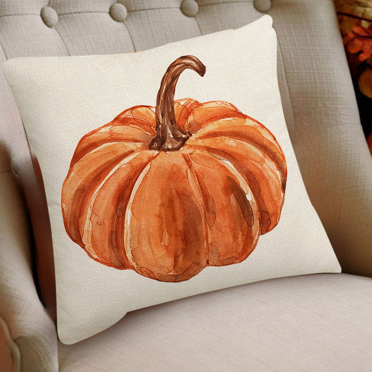 Darzheoy Fall Pillow Covers 18 x 18 inch Pumpkin Maple leaves Throw Pillow Covers Outdoor Autumn Thanksgiving Harvest Farmhouse Pillowcase Cushion Case for Home Sofa Fall Decor A