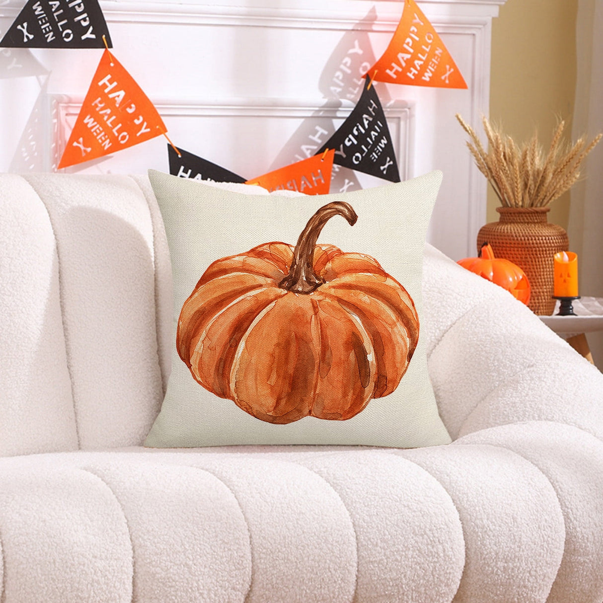 Darzheoy Fall Pillow Covers 18 x 18 inch Pumpkin Maple leaves Throw Pillow Covers Outdoor Autumn Thanksgiving Harvest Farmhouse Pillowcase Cushion Case for Home Sofa Fall Decor A