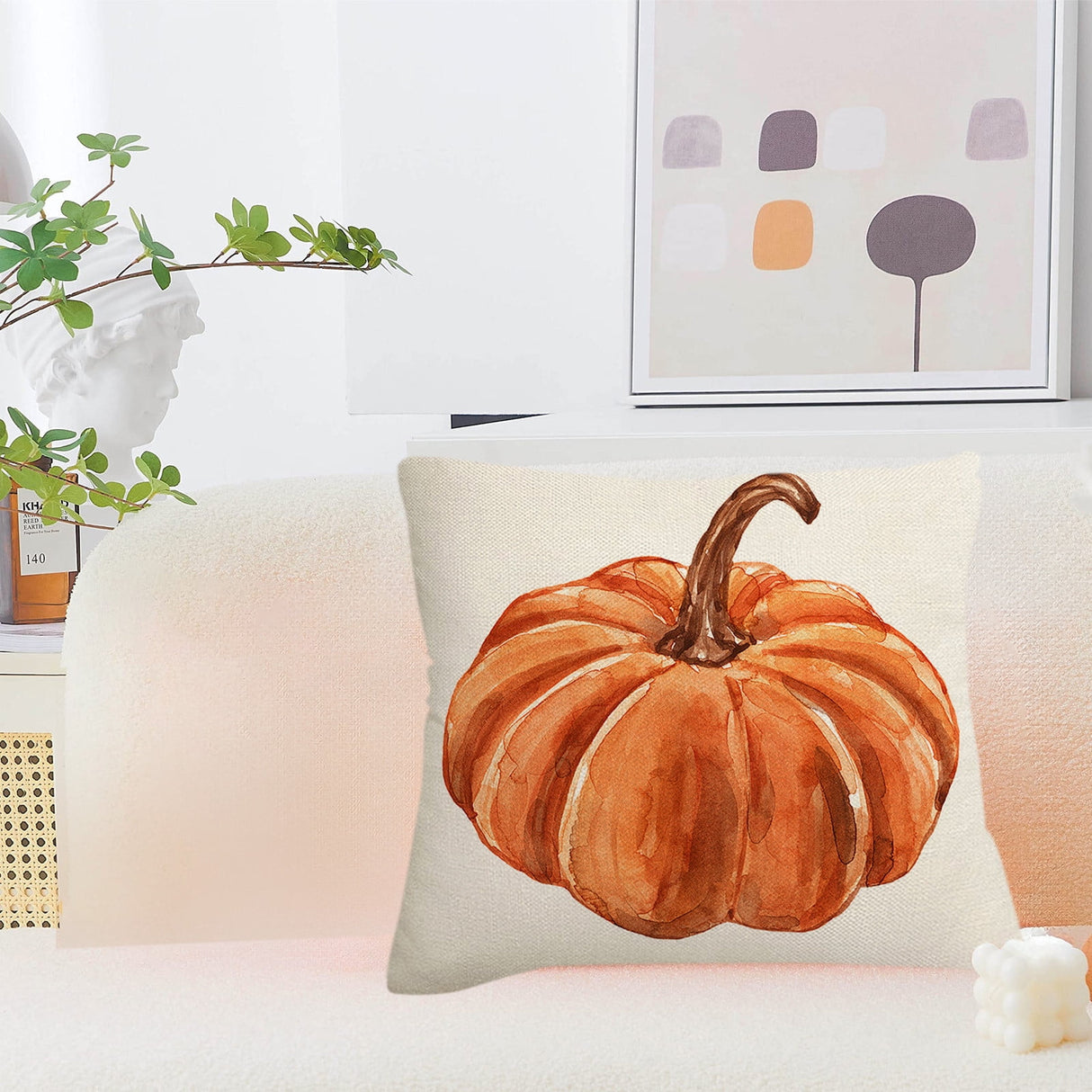 Darzheoy Fall Pillow Covers 18 x 18 inch Pumpkin Maple leaves Throw Pillow Covers Outdoor Autumn Thanksgiving Harvest Farmhouse Pillowcase Cushion Case for Home Sofa Fall Decor A