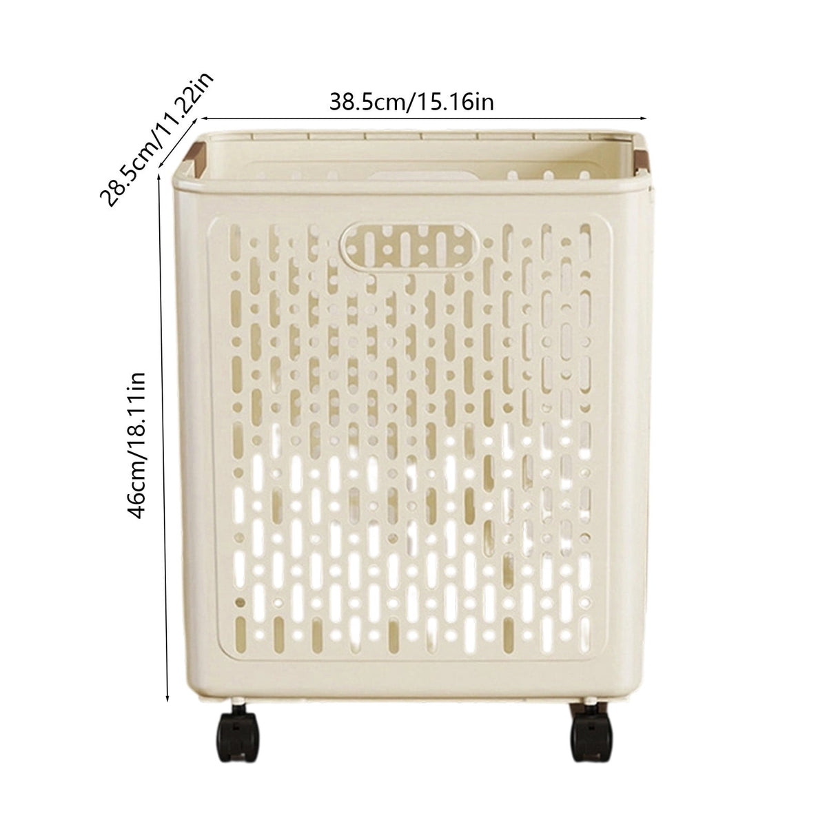 Chmadoxn Collapsible Laundry Hamper with Wheels - Foldable Storage Basket for Clothes, Toys & Organizing | Rolling Linen Cart w/ Handle, Portable Closet Utility Bin 18 Inch Tall Beige