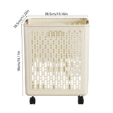 Chmadoxn Collapsible Laundry Hamper with Wheels - Foldable Storage Basket for Clothes, Toys & Organizing | Rolling Linen Cart w/ Handle, Portable Closet Utility Bin 18 Inch Tall Beige