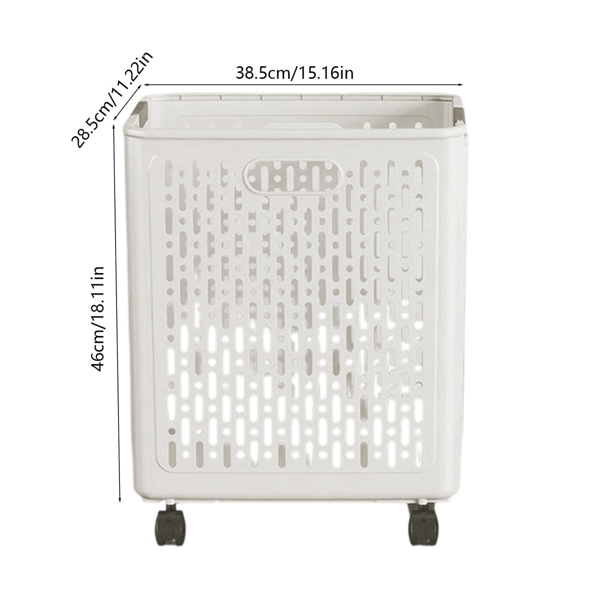Chmadoxn Collapsible Laundry Hamper with Wheels - Foldable Storage Basket for Clothes, Toys & Organizing | Rolling Linen Cart w/ Handle, Portable Closet Utility Bin 18 Inch Tall White