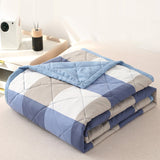AYktou Reversible Patchwork Quilts Queen Size, 78.74x59.05in Lightweight Plaid Bedspreads Coverlets Quilt Bedding Blanket for All Seasons Blue
