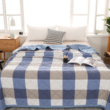 AYktou Reversible Patchwork Quilts Queen Size, 78.74x59.05in Lightweight Plaid Bedspreads Coverlets Quilt Bedding Blanket for All Seasons Blue