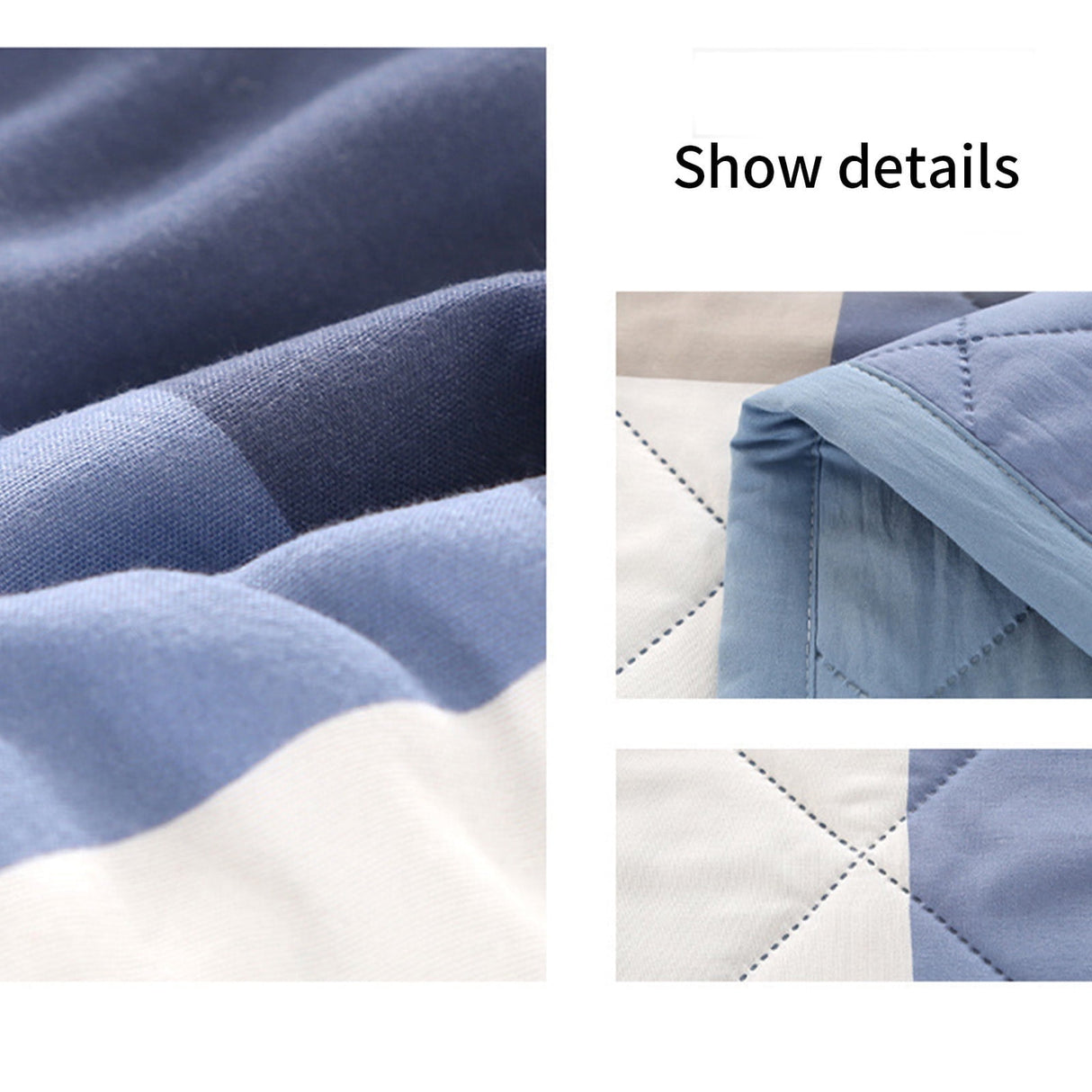 AYktou Reversible Patchwork Quilts Queen Size, 78.74x59.05in Lightweight Plaid Bedspreads Coverlets Quilt Bedding Blanket for All Seasons Blue