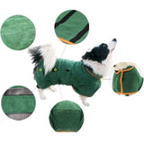 Dog Drying Coat - Fast Drying Dog Towel Robe - Microfiber Super Absorbent Pet Bathrobe, Adjustable Collar & Belly Strap Pet Coat Pet Bath Robe Towel  Dark Green S