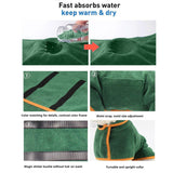 Dog Drying Coat - Fast Drying Dog Towel Robe - Microfiber Super Absorbent Pet Bathrobe, Adjustable Collar & Belly Strap Pet Coat Pet Bath Robe Towel  Dark Green S