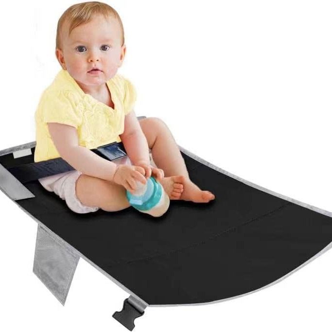 Toddler Airplane Bed, Kids Airplane Seat Extender Travel Bed, Kids Airplane Travel Essentials, Airplane Must Have for Toddlers, Portable Plane Bed Foot Rest for Flights(Black)