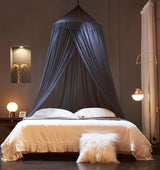 Black Canopy Bed Curtains - Netting Room Decor, Ceiling Tent, Canopy for Single, Twin, Full, Kids Bed Curtains, Fire Retardant Fabric （For beds below 1.5 meters）