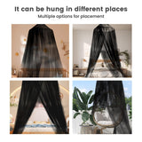 Black Canopy Bed Curtains - Netting Room Decor, Ceiling Tent, Canopy for Single, Twin, Full, Kids Bed Curtains, Fire Retardant Fabric （For beds below 1.5 meters）
