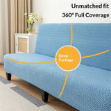 Cover Stretch Sofa Bed Slipcover Protector Elastic Feature Rich Textured High  Small Checks Jacquard Fabric Futon Cover, Machine Washable,(M, lake blue)