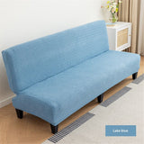 Cover Stretch Sofa Bed Slipcover Protector Elastic Feature Rich Textured High  Small Checks Jacquard Fabric Futon Cover, Machine Washable,(M, lake blue)