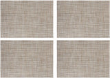 Beige Placemats Set of 4- Heat Resistant Non-Slip Place mats for Dining Table, Washable Durable PVC Woven Table Mats (Beige, 4)