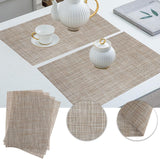 Beige Placemats Set of 4- Heat Resistant Non-Slip Place mats for Dining Table, Washable Durable PVC Woven Table Mats (Beige, 4)
