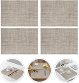 Beige Placemats Set of 4- Heat Resistant Non-Slip Place mats for Dining Table, Washable Durable PVC Woven Table Mats (Beige, 4)