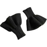 Two pairs Knitted yarn cuffs for autumn and winter, warm accessories,  elastic base, decorative fake sleeves(black）