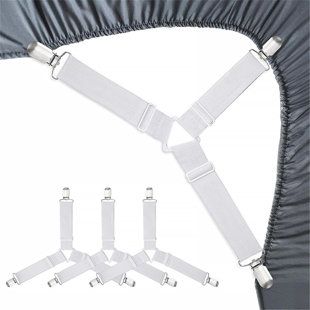 8 pack Bed Sheet Retainer Straps,Elasticated Adjustable Mattress Fitted Sheet Clips,Sheet Holder and Mattress Firm and Tight,for Anti-Slip and Anti-Wrinkle Sheets,Suitable of Mattresses,White