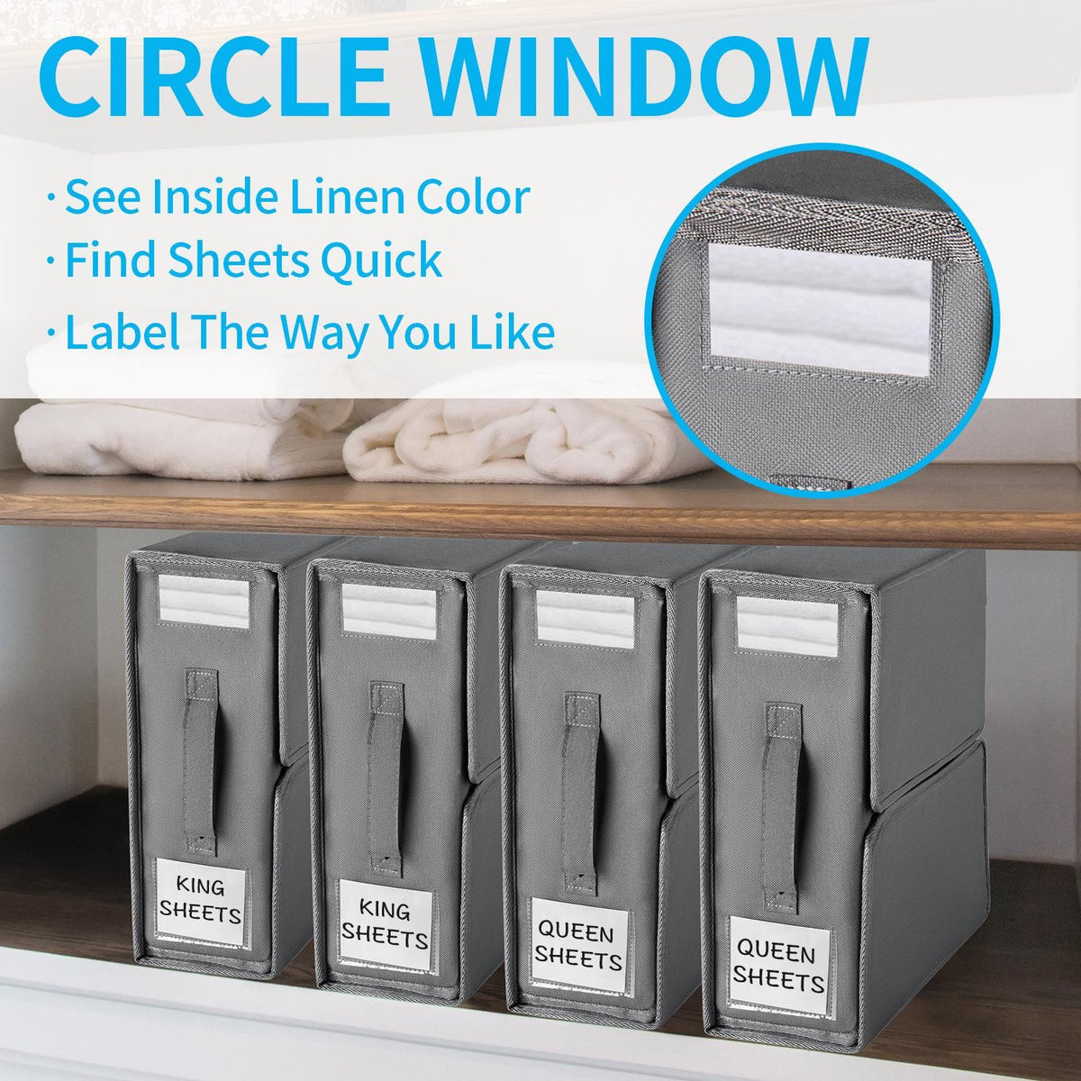 5PCS Foldable Bed Sheet Storage Box with Viewing Window, Your Neat Solution for Bedroom and Wardrobe Organization.