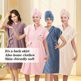 Women's Coral Fleece Pineapple Grid Two-Piece Set | Cloud-Like Touch Adjustable Bath Robe + Hair Towel, Adjustable Tie Belt, Suitable for Daily Home Use(Qingxin powder)