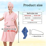 Women's Coral Fleece Pineapple Grid Two-Piece Set | Cloud-Like Touch Adjustable Bath Robe + Hair Towel, Adjustable Tie Belt, Suitable for Daily Home Use(Qingxin powder)