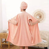 Women's Coral Fleece Pineapple Grid Two-Piece Set | Cloud-Like Touch Adjustable Bath Robe + Hair Towel, Adjustable Tie Belt, Suitable for Daily Home Use(Cream white)