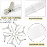 Adjustable Bed Sheet Fastener White, 3, 6, Mattress Sofa Cushion Bed Sheet Fasteners Sided Bedding Sheet Straps Way Elastic Bed Sheet Fastener