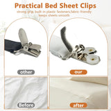 4PCS Bed Sheet Straps with l Clips, Adjustable Elastic Fitted Sheet Holders for Corners, Keep Bedding Wrinkle-Free, Easy to Install Durable Fasteners, Mattresses (White)