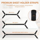 Bed Sheet Holder Straps, 2Pcs Elastic Adjustable Bed Sheet Grippers,Fitted Sheet Holder Keep Sheets in Place, Enhance Sleep Experience, Black