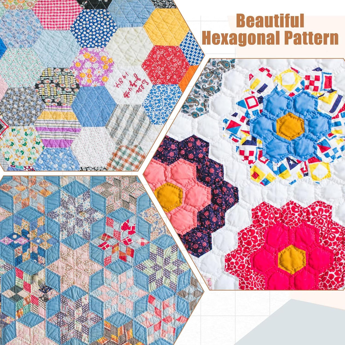 6Pcs Hexagon Quilting Templates Acrylic, 1" 1.5" 2" 3" 4" 5" Multiple Sizes Quilting Template for DIY Patchwork Sewing Crafts Quilt Shapes Cutting Dressmaking Design Work