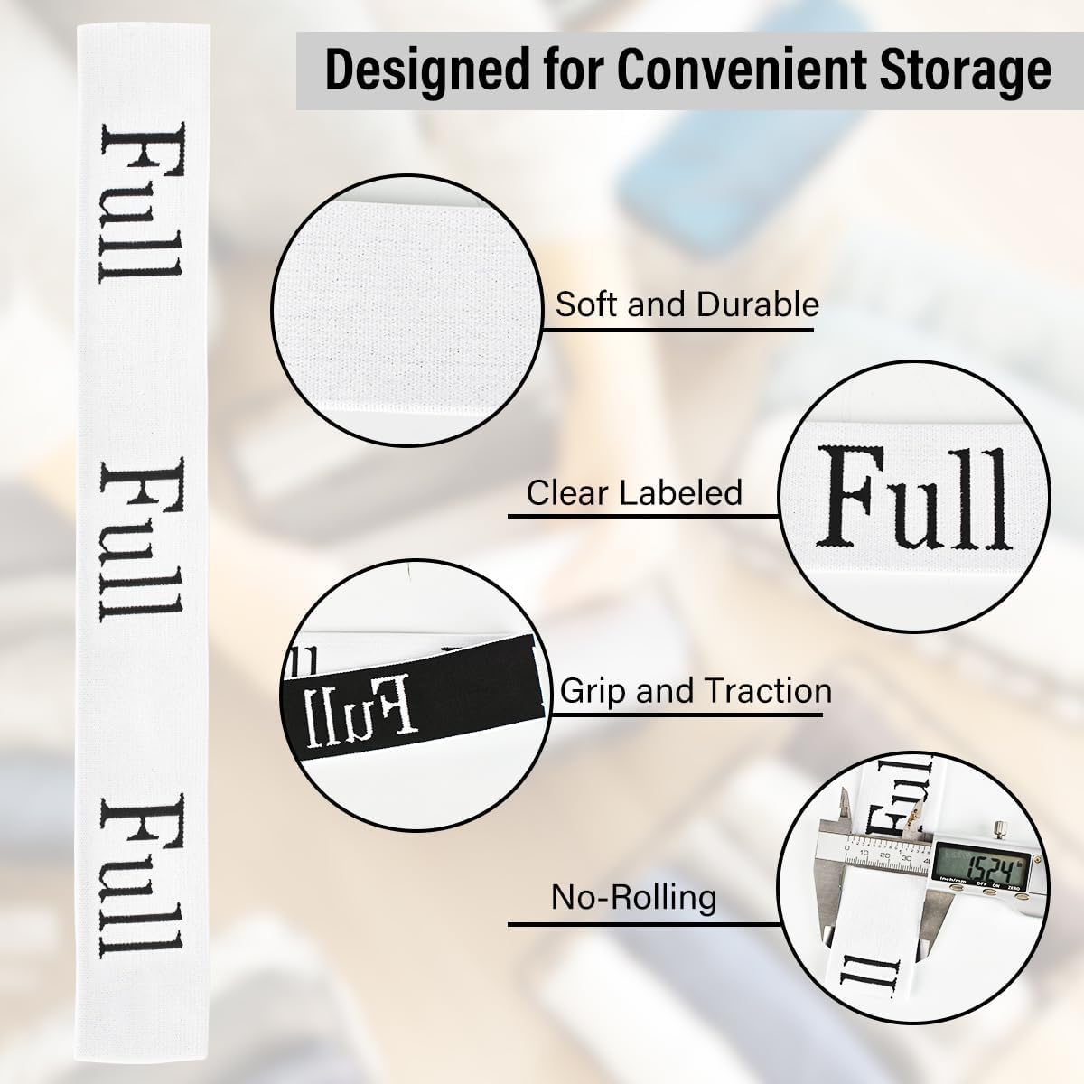 CONLI 8 Pack Bed Sheet Organizer Straps Sheet Organizer Bands for Closet,Storage Label Bands,Flexible Elastic Band for Sheet Maximize Your Storage Space (Full)