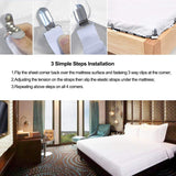 Bed Sheet Holders Straps Fasteners - 4 Pcs Triangle Sheet Fasteners Fitted Flat Sheet Corner Holder Elastic Adjustable Bed Band Sheet Holders Clip Suspenders Grippers White
