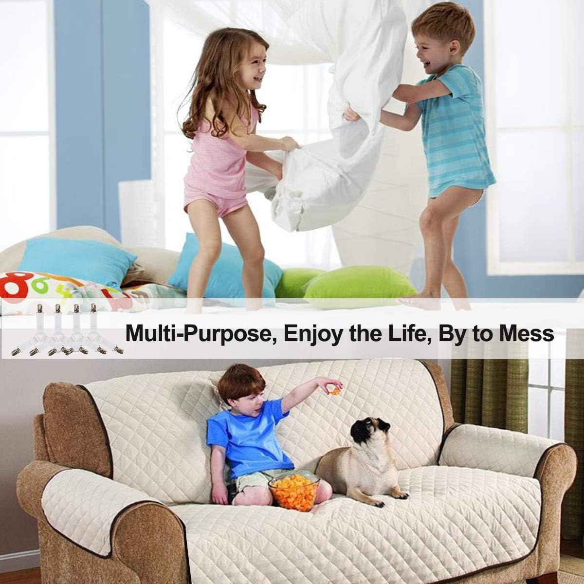 Bed Sheet Holders Straps Fasteners - 4 Pcs Triangle Sheet Fasteners Fitted Flat Sheet Corner Holder Elastic Adjustable Bed Band Sheet Holders Clip Suspenders Grippers White