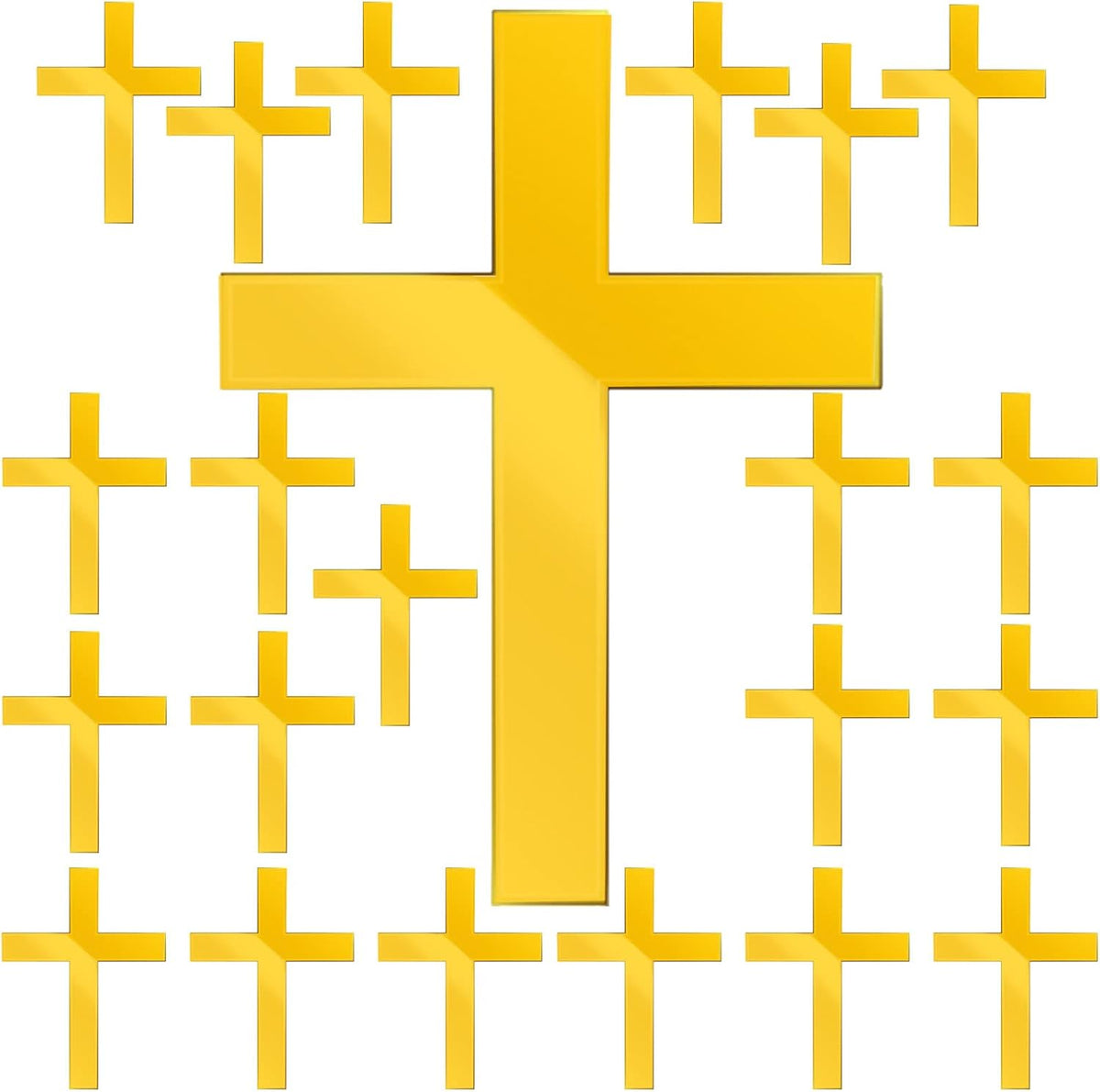 22 Pieces Baptism Cake Toppers Cross Cake Topper Gold Mirror Crossing Cupcake Toppers Acrylic Cross Cake Toppers Baptism Decor for Baby Shower Birthday Party Christian Decorations(Gold Classic Style)
