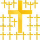 22 Pieces Baptism Cake Toppers Cross Cake Topper Gold Mirror Crossing Cupcake Toppers Acrylic Cross Cake Toppers Baptism Decor for Baby Shower Birthday Party Christian Decorations(Gold Classic Style)