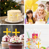 22 Pieces Baptism Cake Toppers Cross Cake Topper Gold Mirror Crossing Cupcake Toppers Acrylic Cross Cake Toppers Baptism Decor for Baby Shower Birthday Party Christian Decorations(Gold Classic Style)
