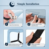 Sheet Straps, Adjustable Bed Sheet Suspenders Max Stretch from 29.5 in to 82.7 in Compatible for Crib to King Size Bed, Non Slip Holder Fasteners Clips, 2pcs/Black