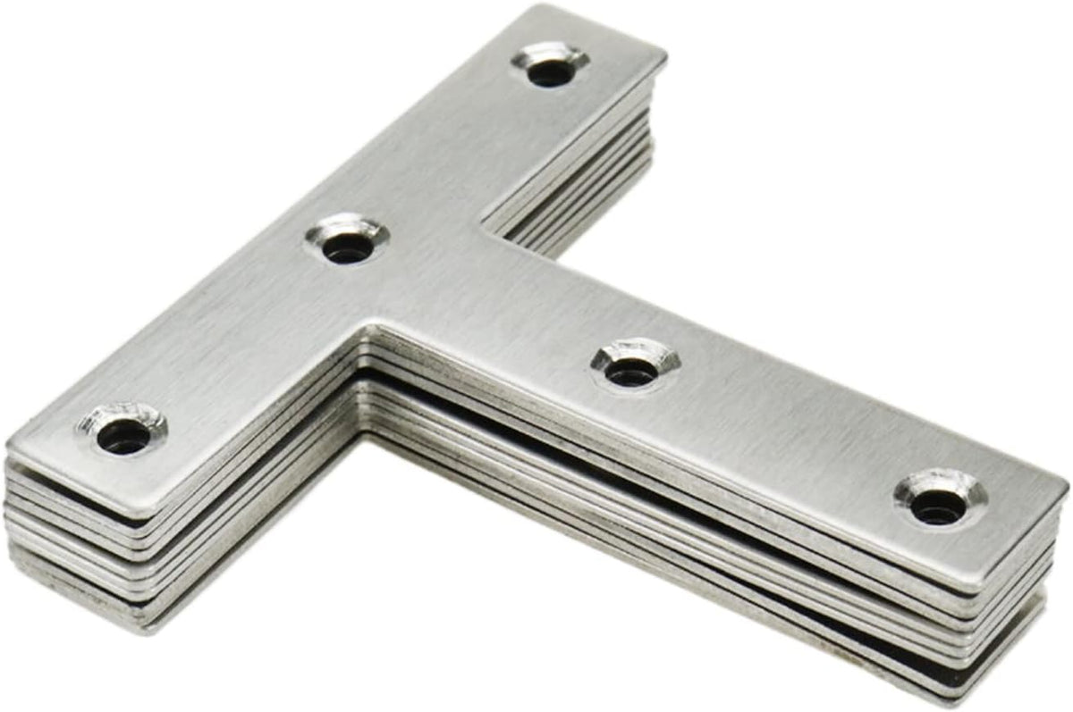 T Brackets Mending Plate 3.14" x 3.14" Stainless Steel Flat Repair Plate - 10pcs