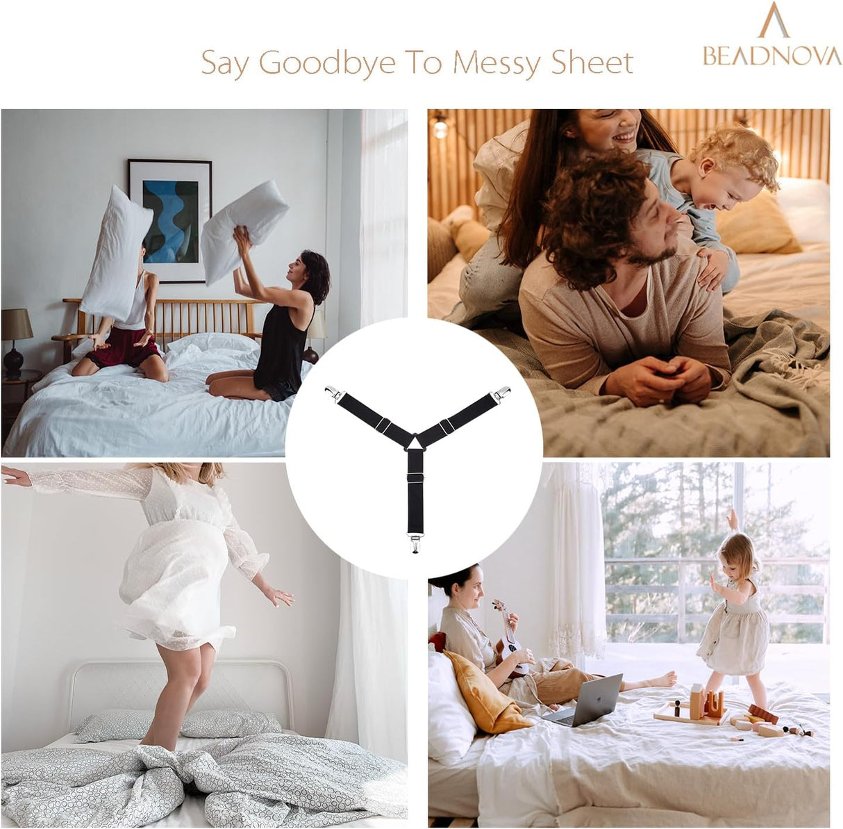 Bed Sheet Straps 4 Pcs Triangle Bed Sheet Holders Fitted Sheet Clips Adjustable Sheet Suspenders Mattress Fasteners Gripper Corner Clips for Bed Mattress Cover Fitted Bed Sheets Sofa Cushion