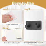 2 Pack Self Adhesive Stainless Steel Towel Hooks 304 Rust Proof Waterproof Black